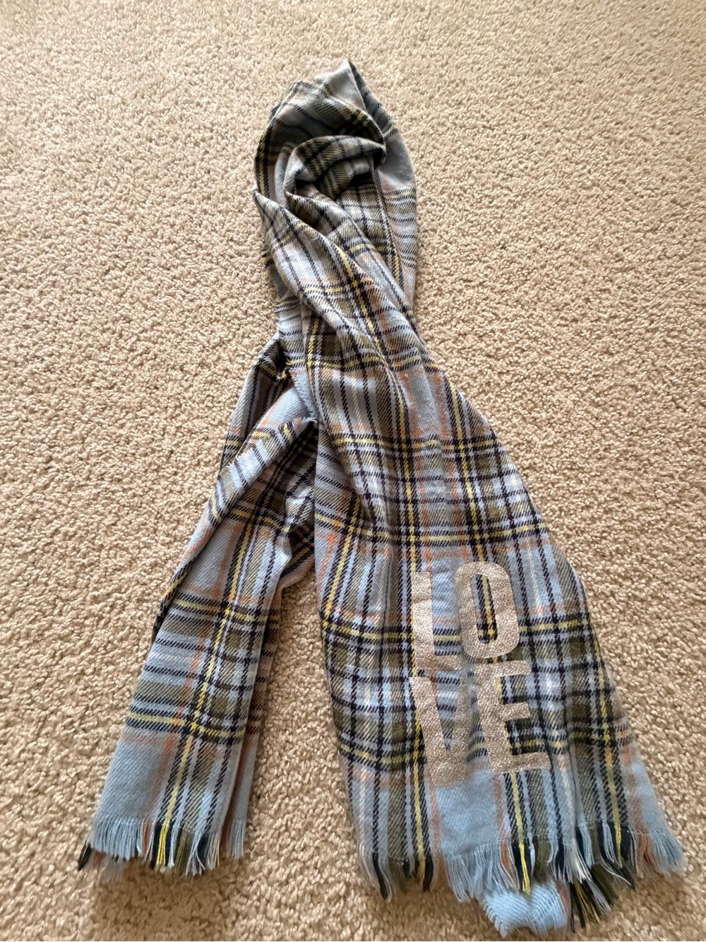 Aerie Light Blue Plaid Pajama Scarf - Cozy Sleep Accessory